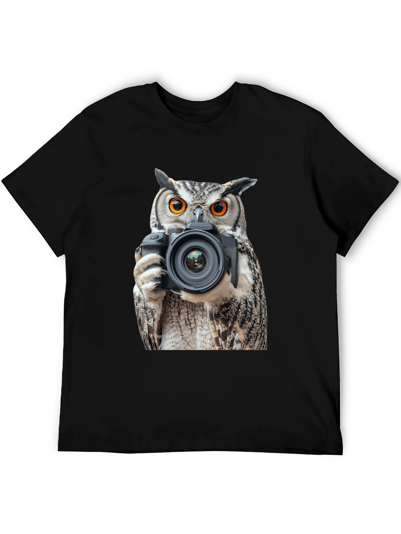 Owl Photographer Graphic Tee - Mens Black T-Shirt