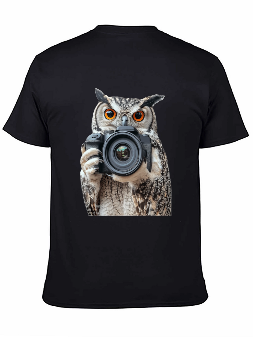 Owl Photographer Graphic Tee - Mens Black T-Shirt