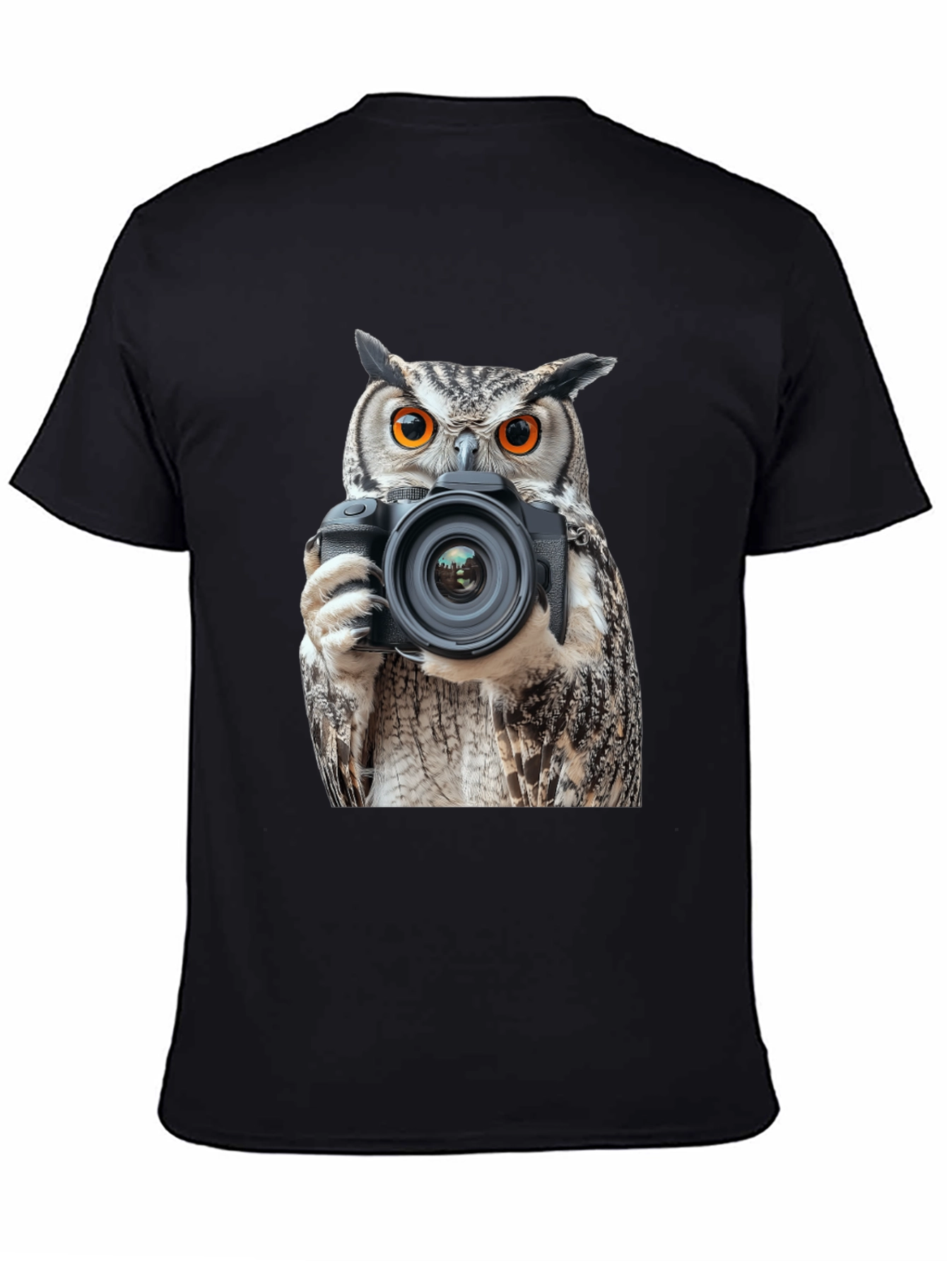 Owl Photographer Graphic Tee - Mens Black T-Shirt