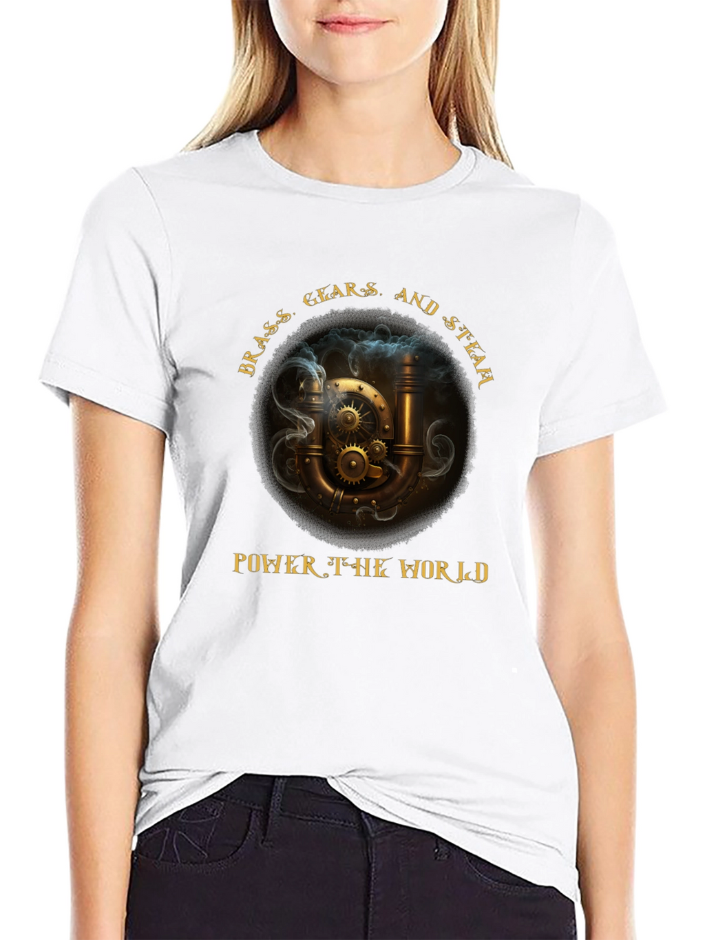 Steampunk T-Shirt: Brass Gears & Steam Power
