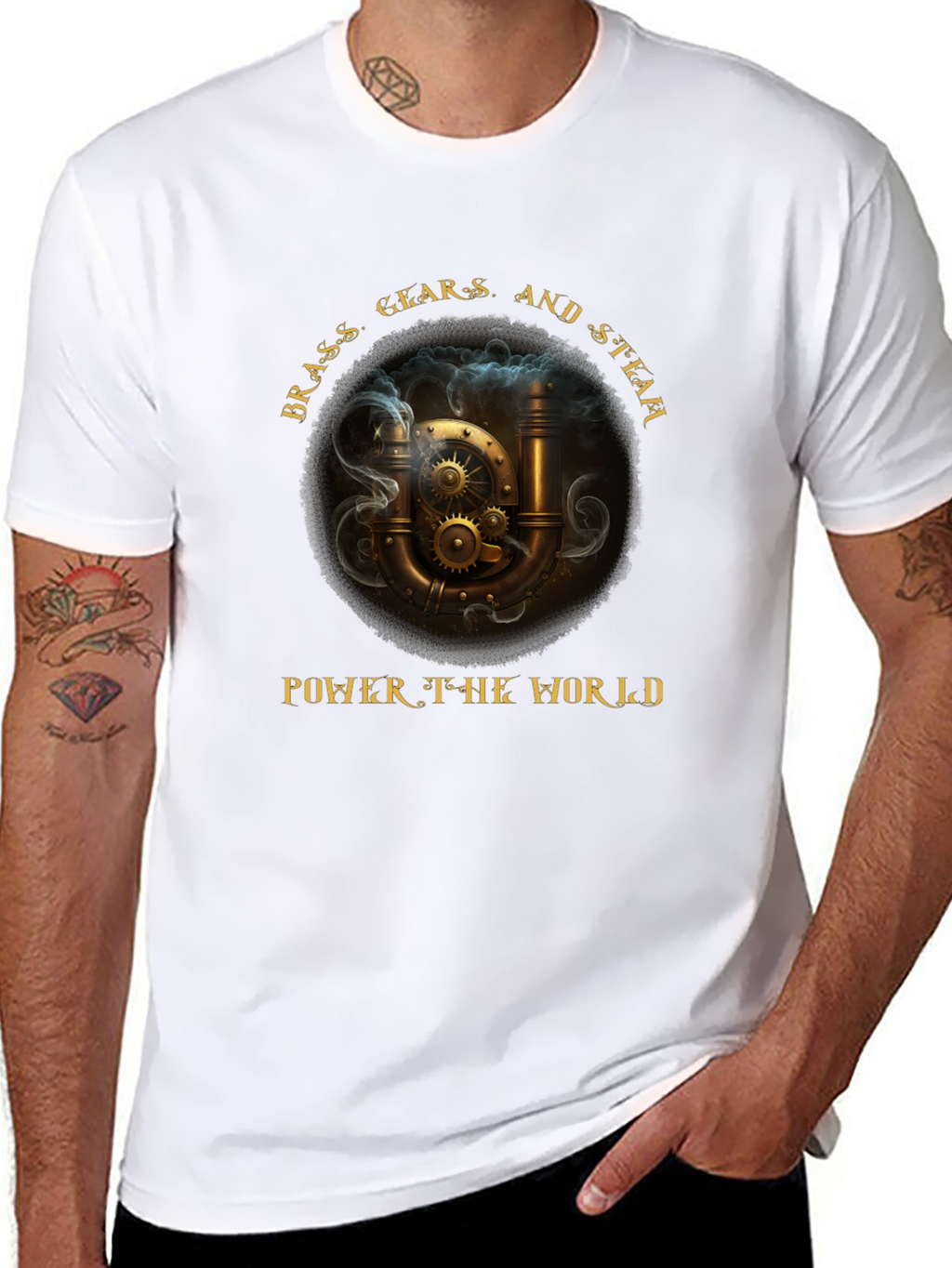 Steampunk T-Shirt: Brass Gears & Steam Power