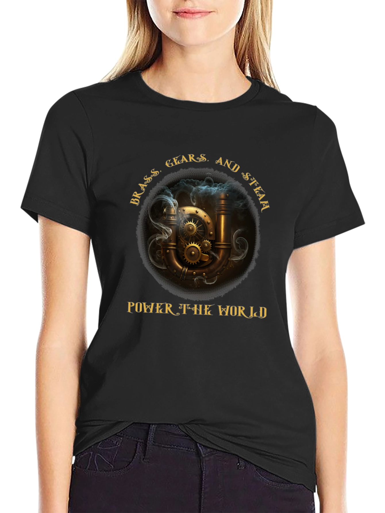 Steampunk T-Shirt: Brass Gears & Steam Power