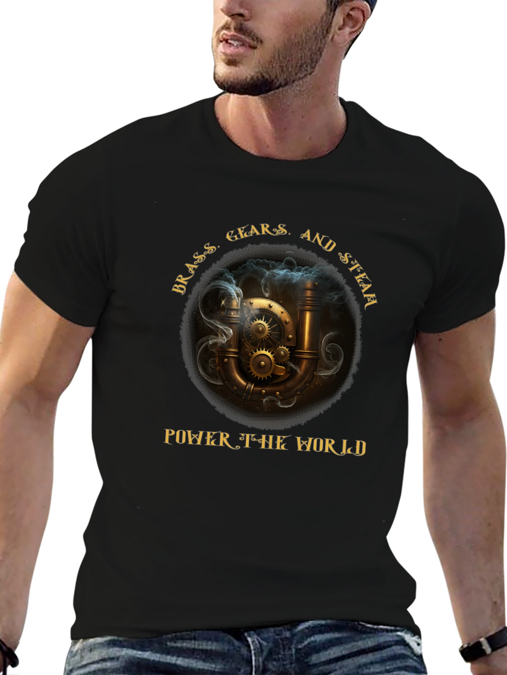 Steampunk T-Shirt: Brass Gears & Steam Power