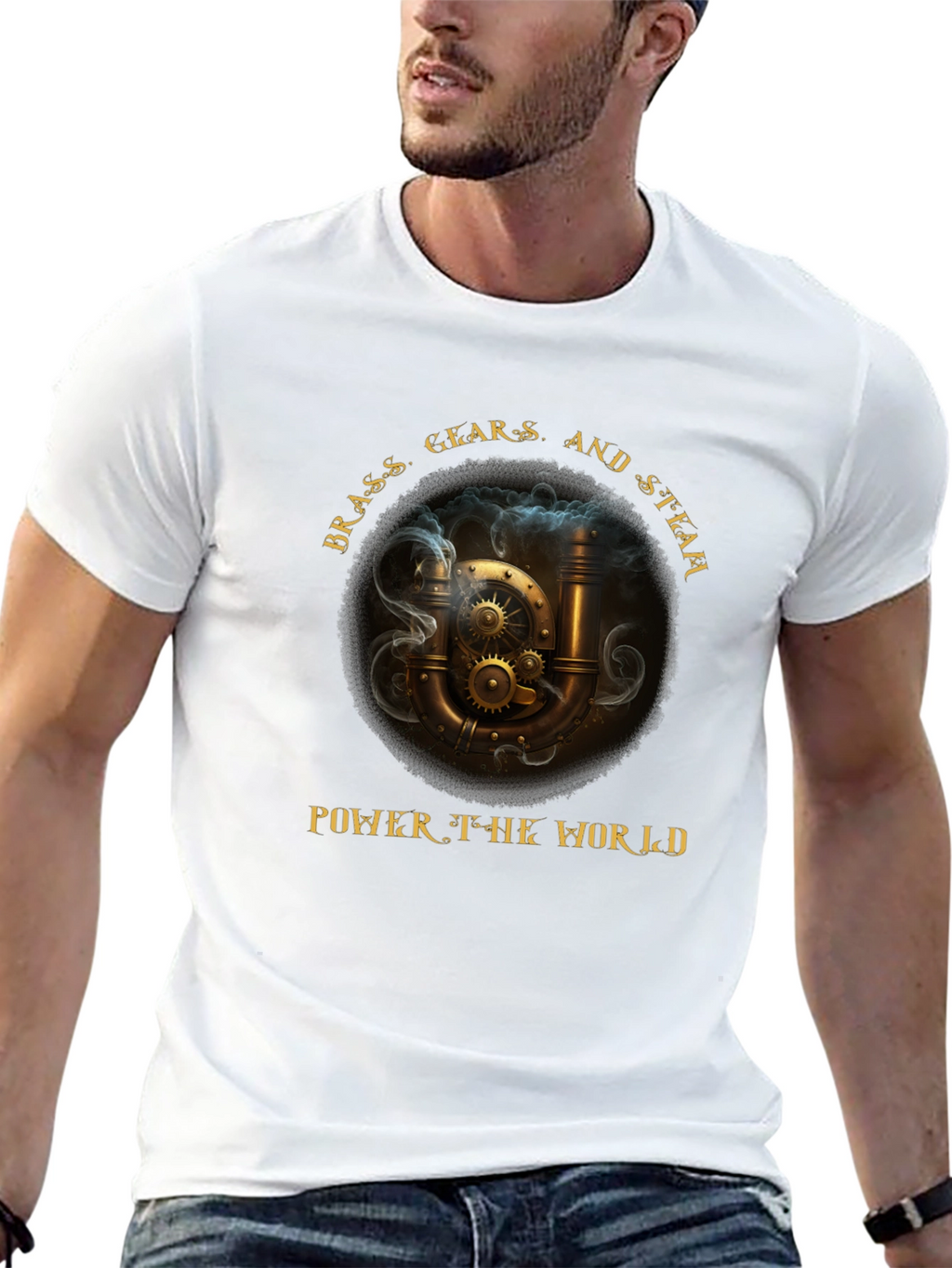 Steampunk T-Shirt: Brass Gears & Steam Power