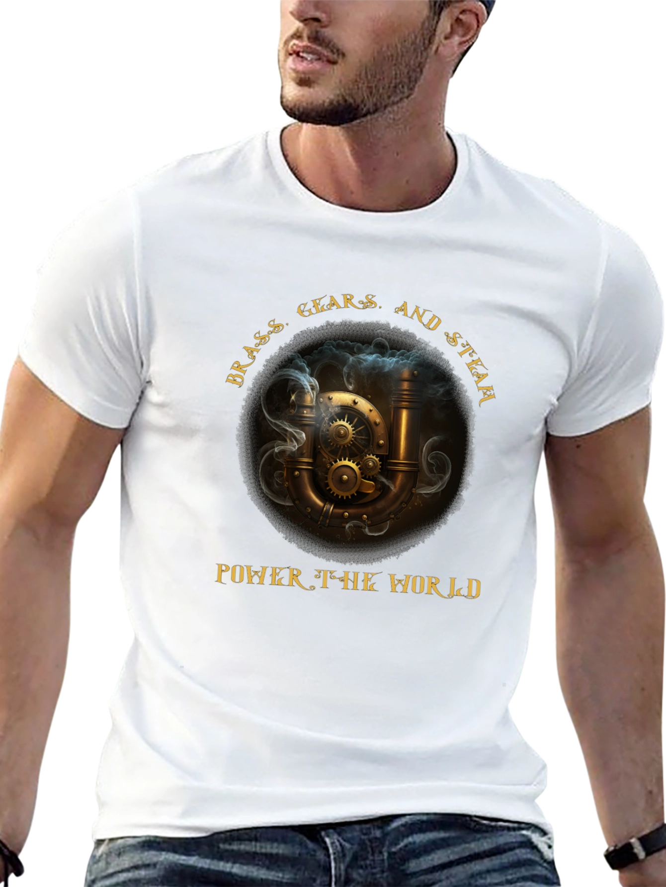 Steampunk T-Shirt: Brass Gears & Steam Power