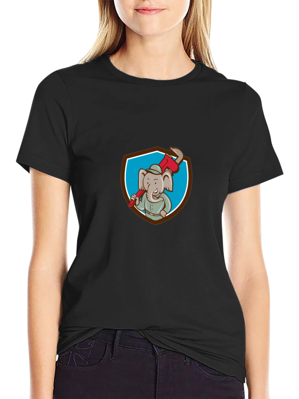 Elephant Plumber Cartoon Graphic T-Shirt