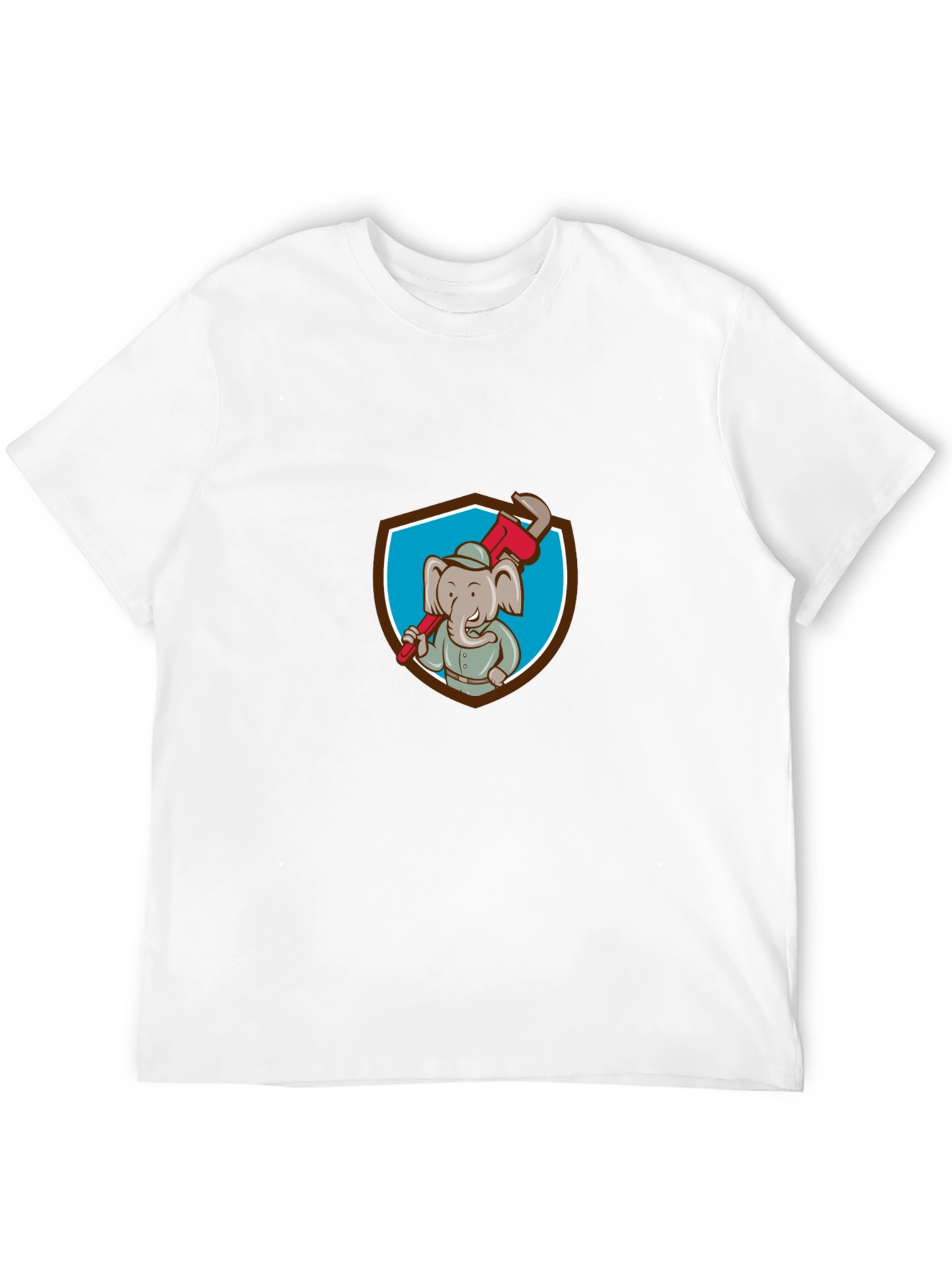 Elephant Plumber Cartoon Graphic T-Shirt