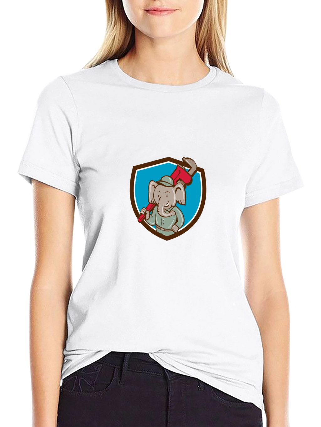 Elephant Plumber Cartoon Graphic T-Shirt