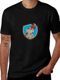 Elephant Plumber Cartoon Graphic T-Shirt