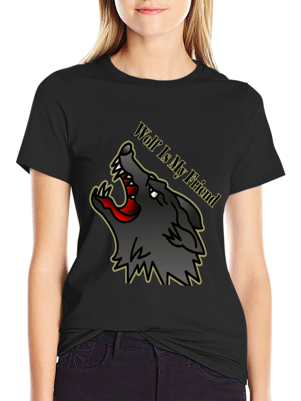 Wolf Is My Friend Graphic Tee - Black
