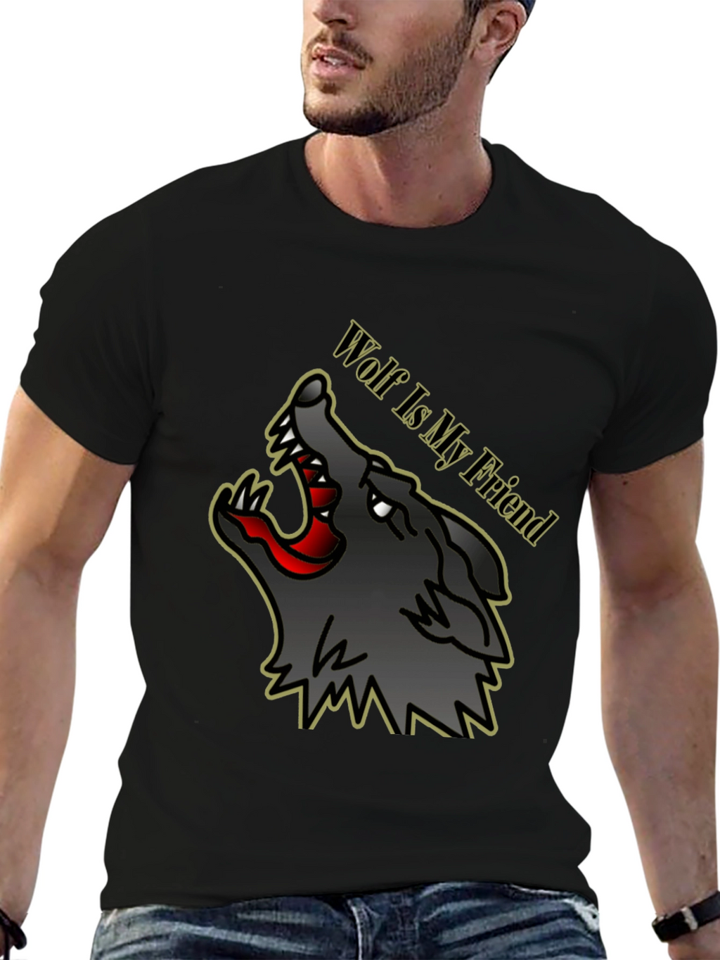 Wolf Is My Friend Graphic Tee - Black