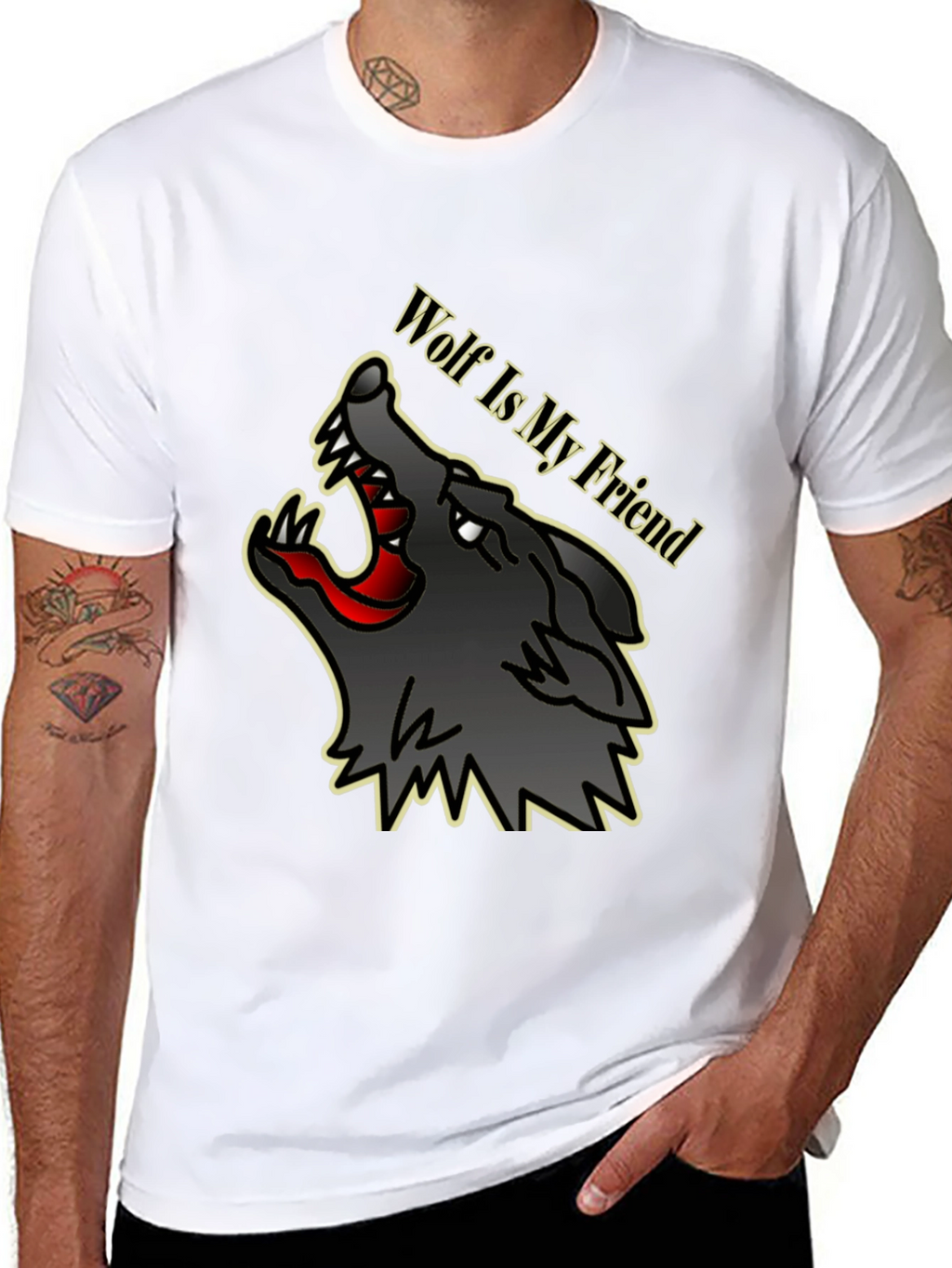 Wolf Is My Friend Graphic Tee - Black