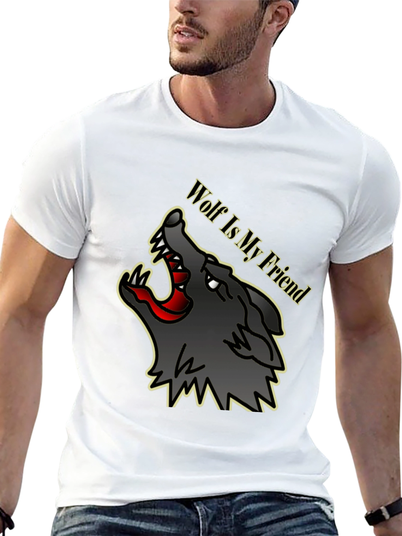 Wolf Is My Friend Graphic Tee - Black