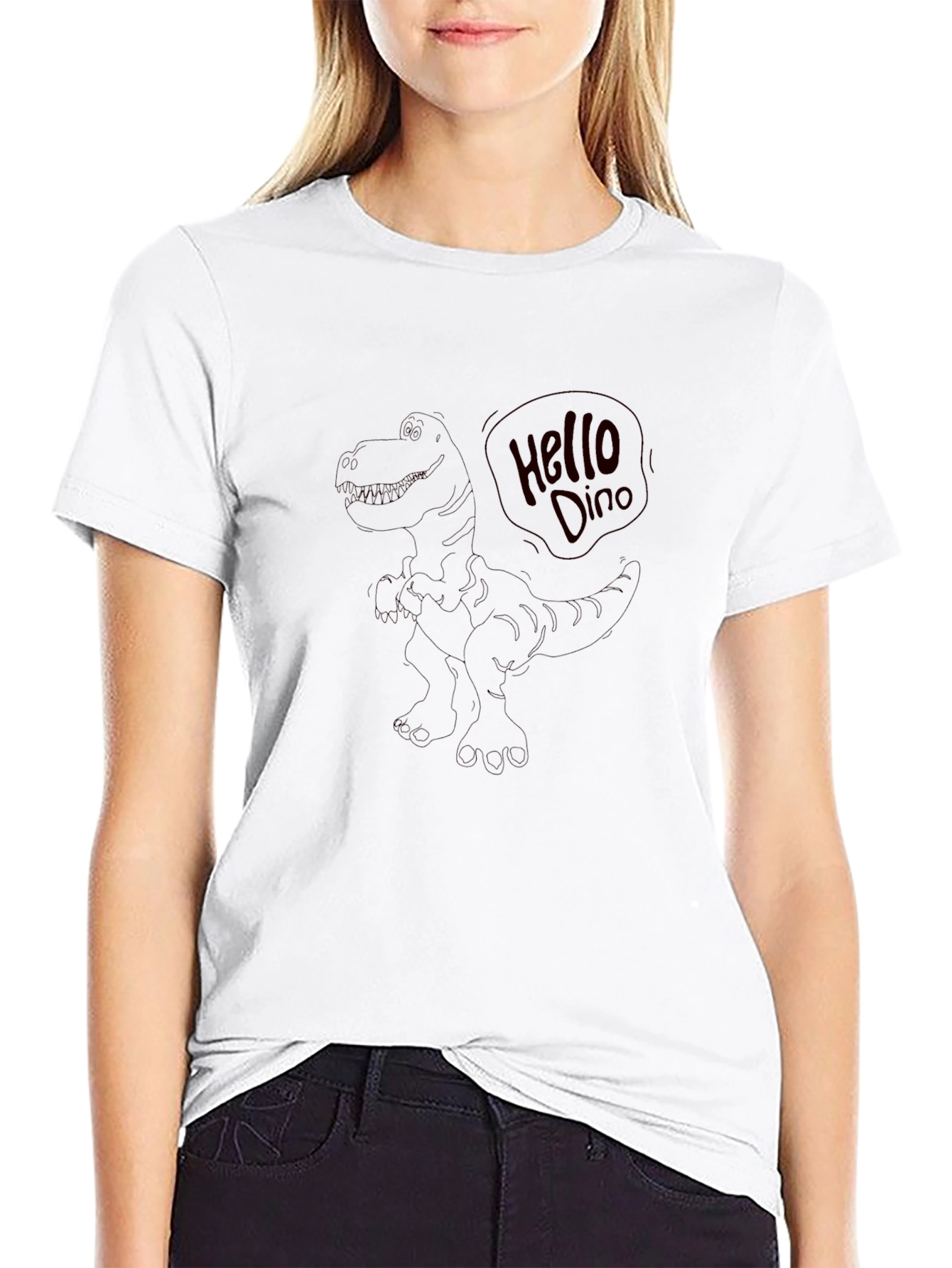Hello Dino Black T-Shirt