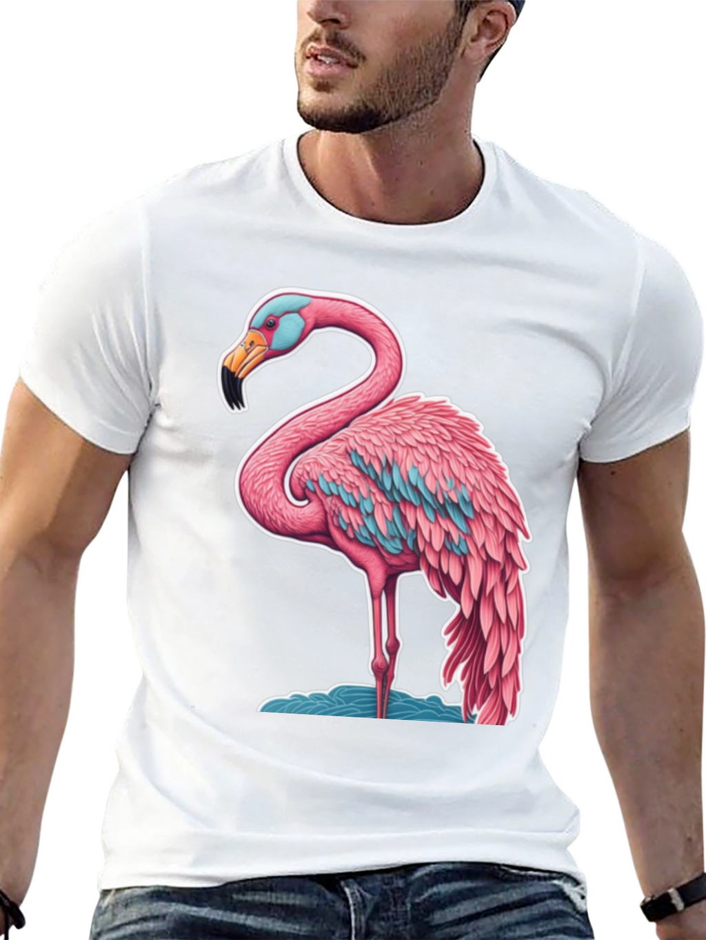 Flamingo Graphic Tee - Black Cotton