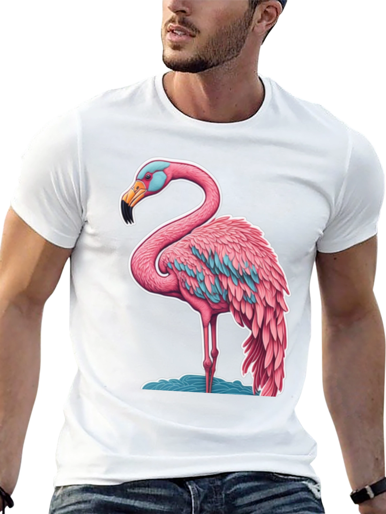 Flamingo Graphic Tee - Black Cotton