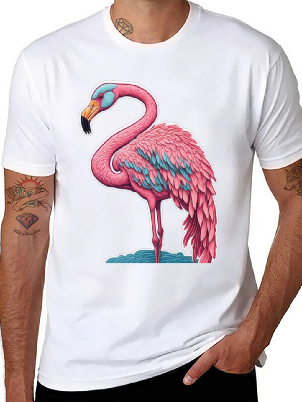 Flamingo Graphic Tee - Black Cotton