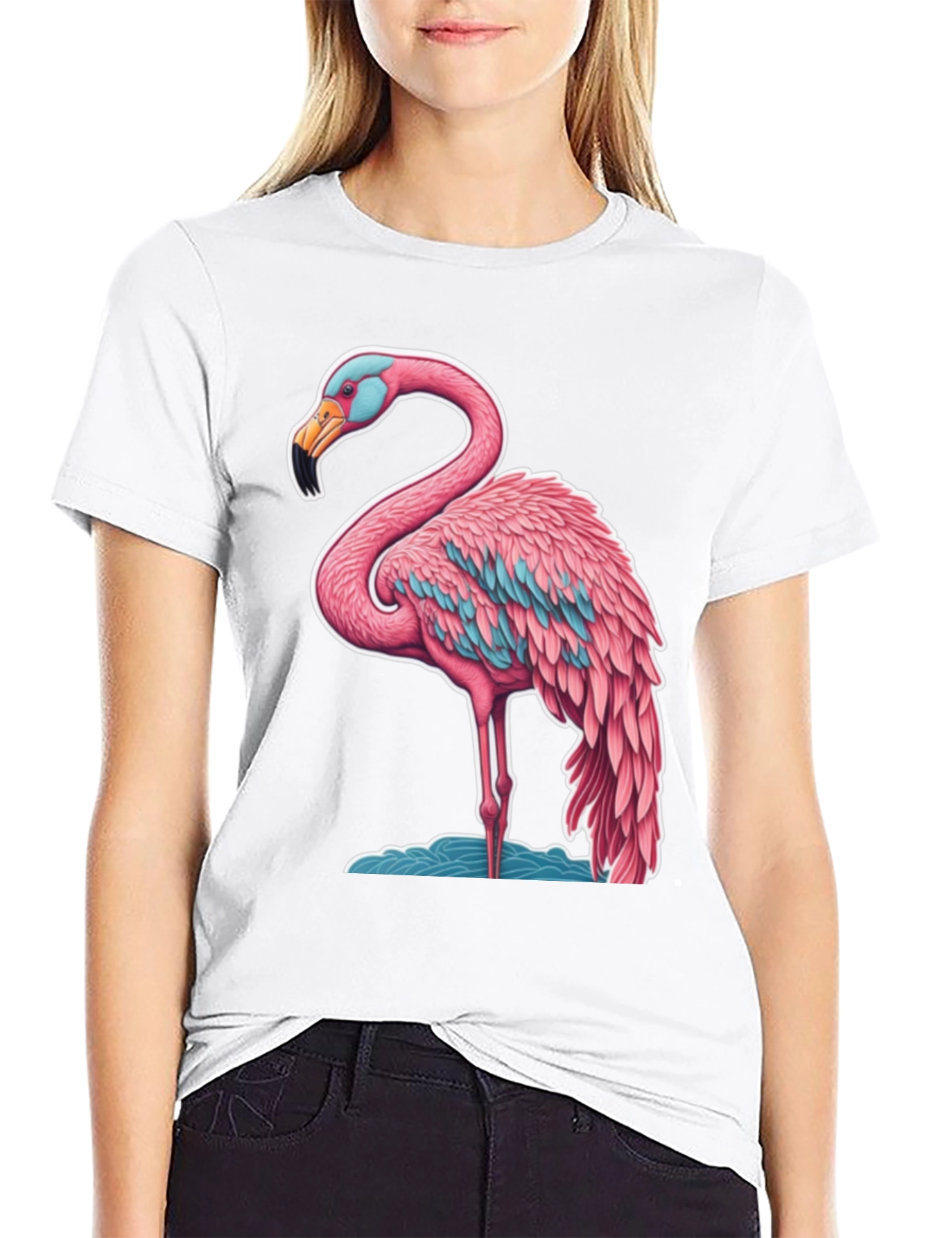 Flamingo Graphic Tee - Black Cotton