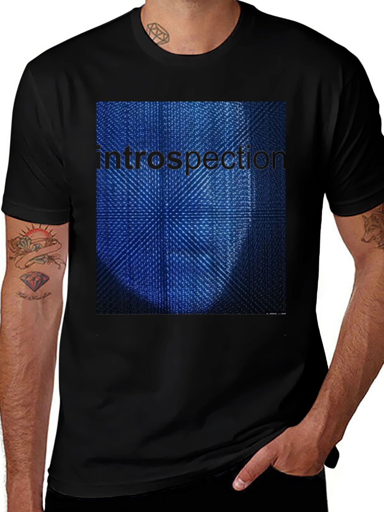 Introspection Graphic Print Black T-Shirt