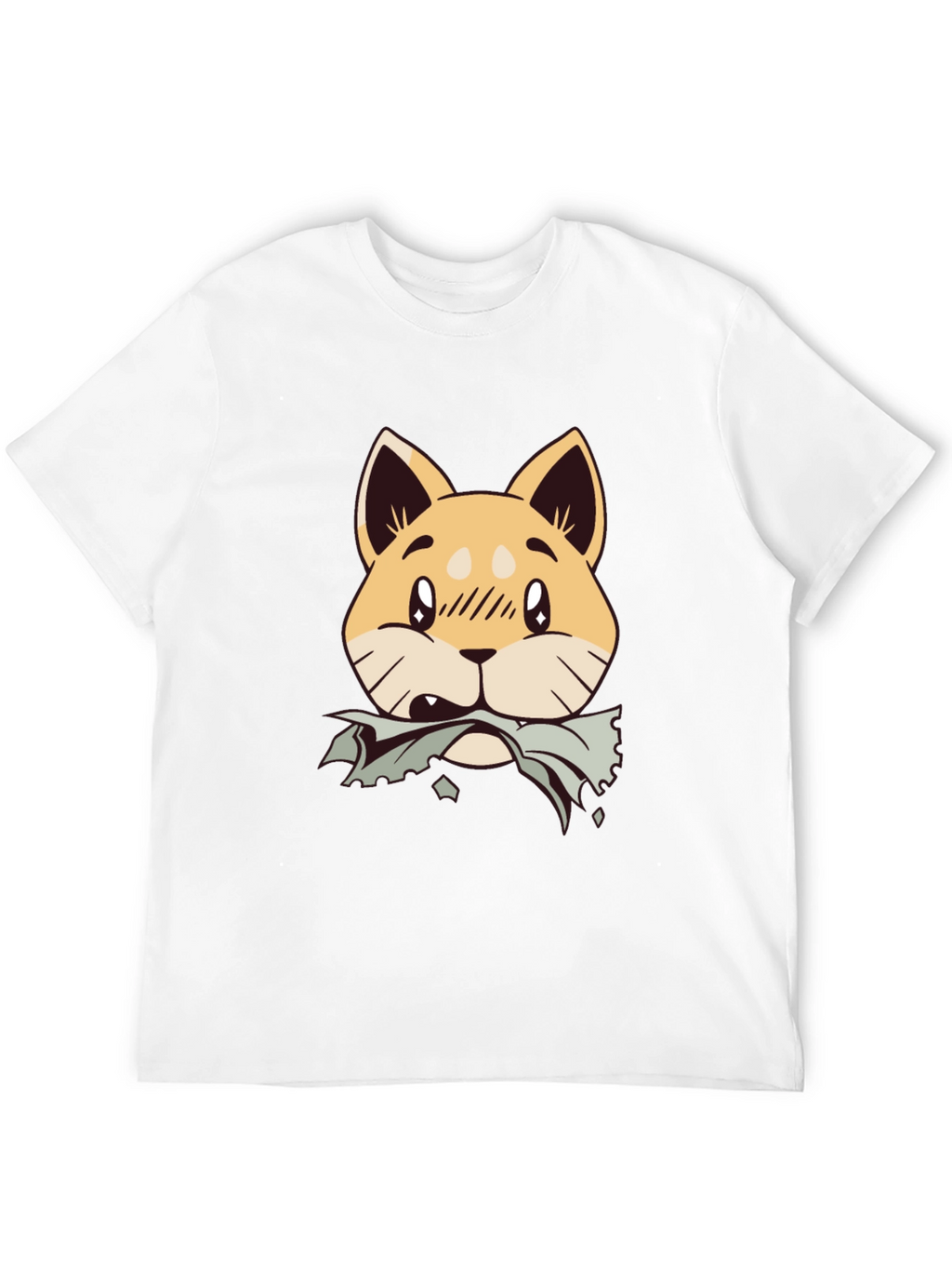 Cute Shiba Inu Chewing T-Shirt - Black Cotton Tee