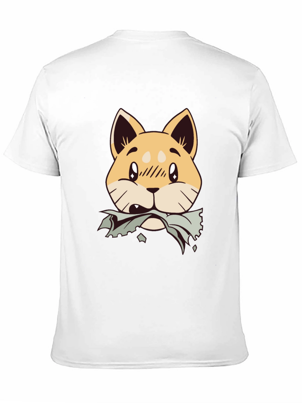 Cute Shiba Inu Chewing T-Shirt - Black Cotton Tee