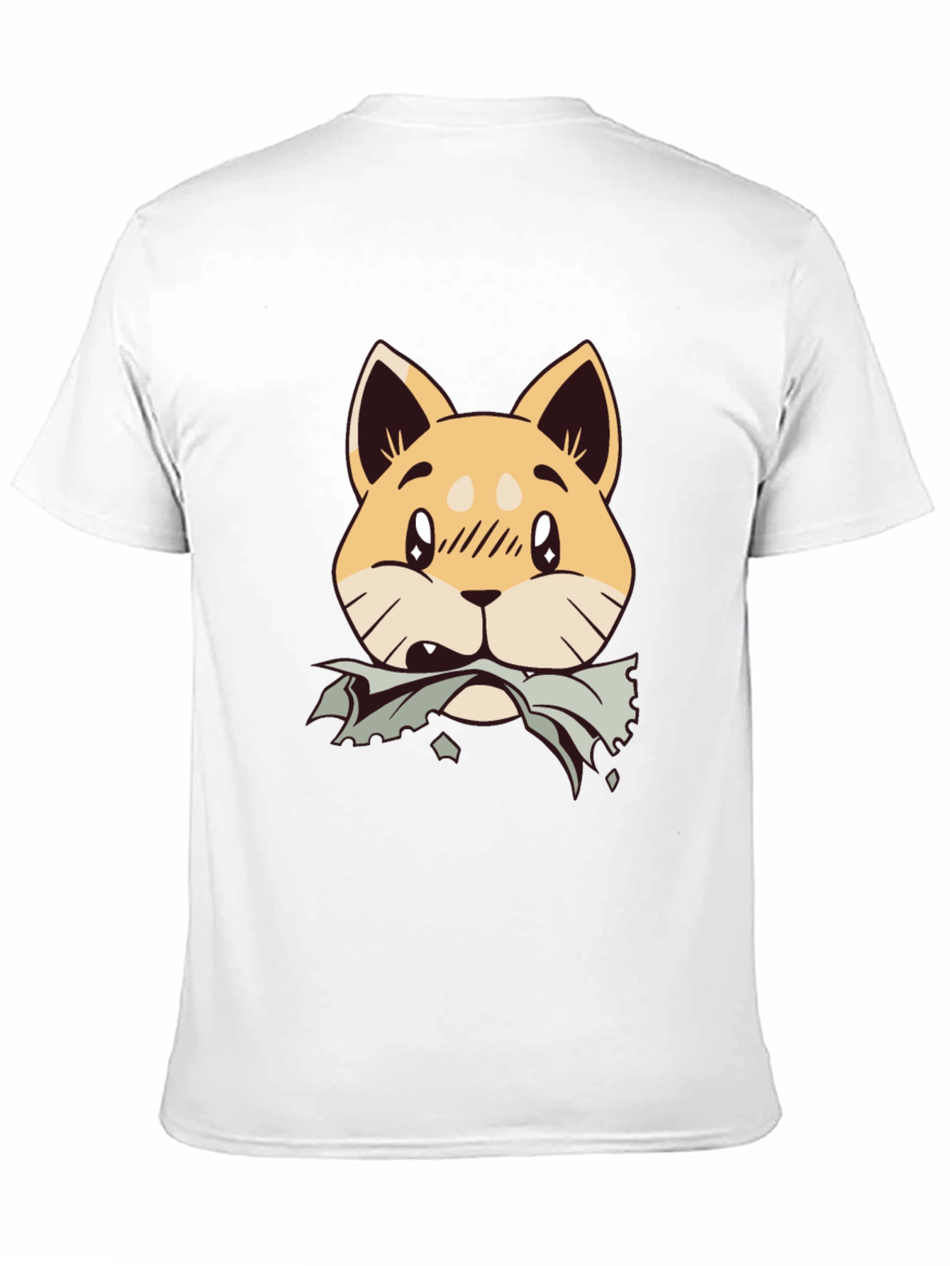 Cute Shiba Inu Chewing T-Shirt - Black Cotton Tee
