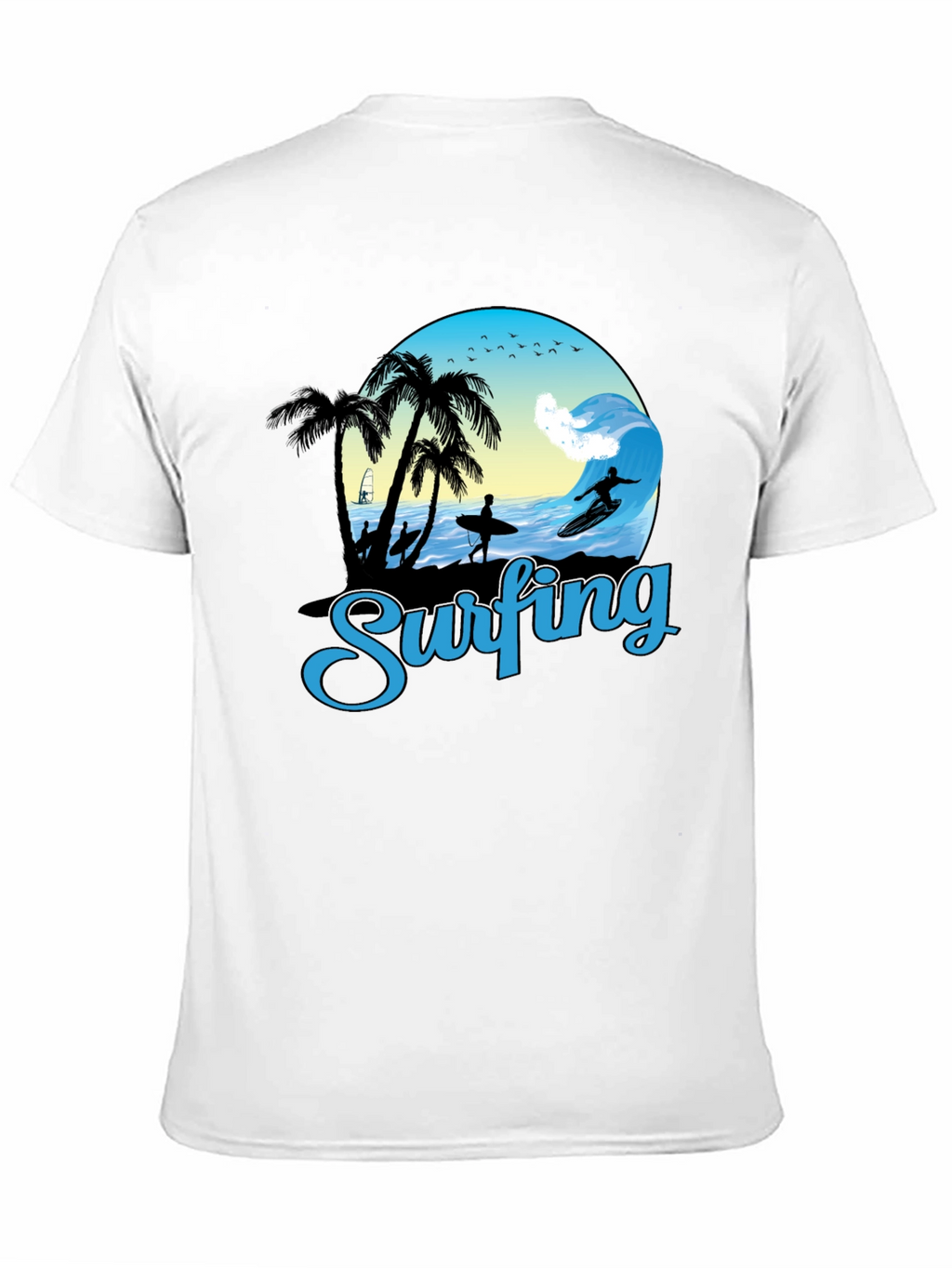 Surfing Graphic T-Shirt - Black Cotton Tee