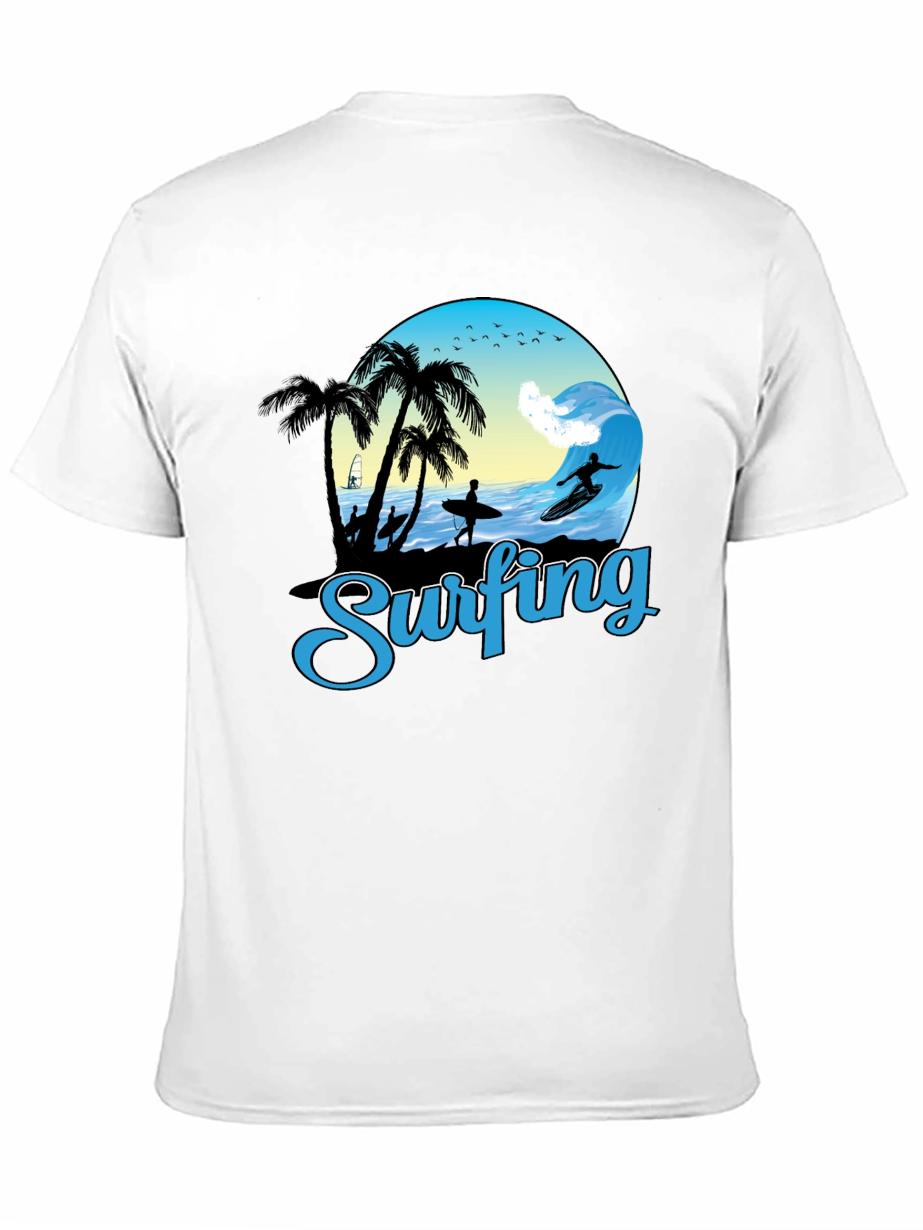 Surfing Graphic T-Shirt - Black Cotton Tee