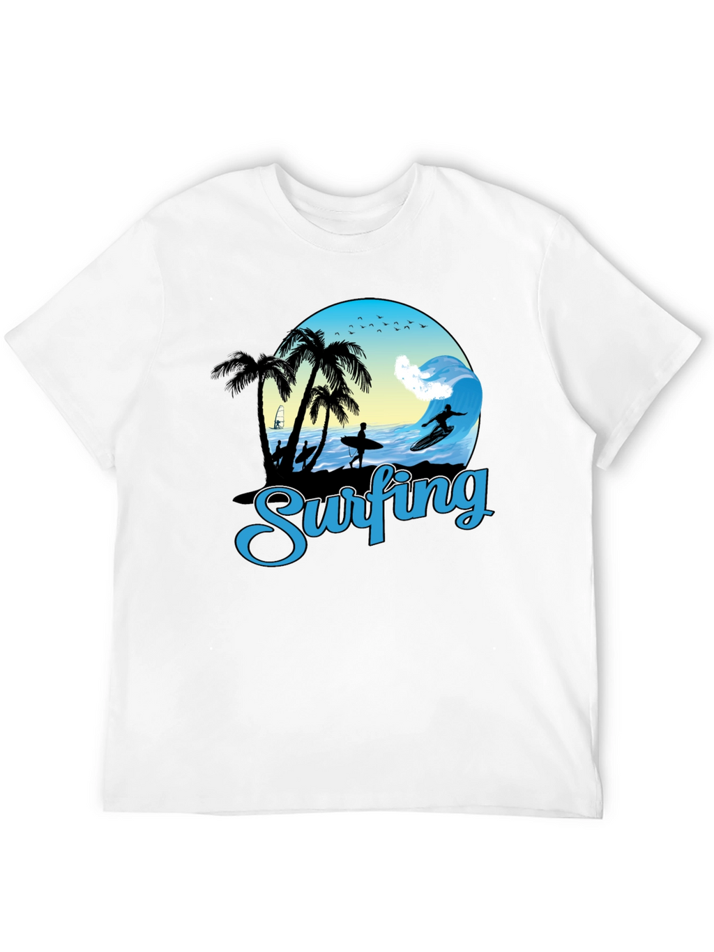 Surfing Graphic T-Shirt - Black Cotton Tee