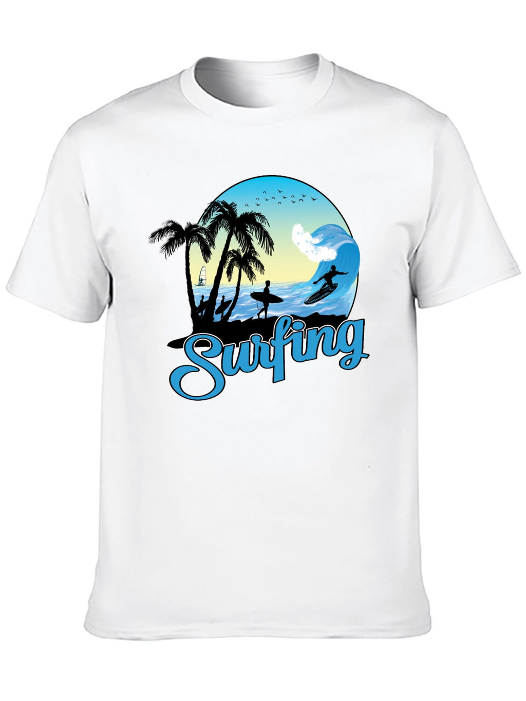 Surfing Graphic T-Shirt - Black Cotton Tee