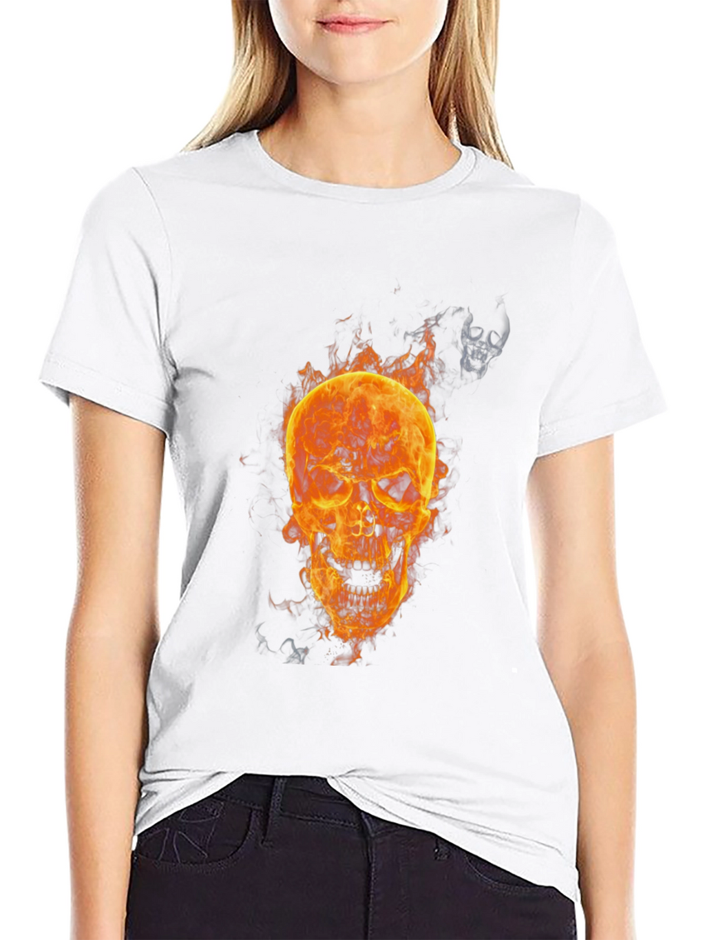 Flaming Skull Graphic T-Shirt - Mens Black Tee