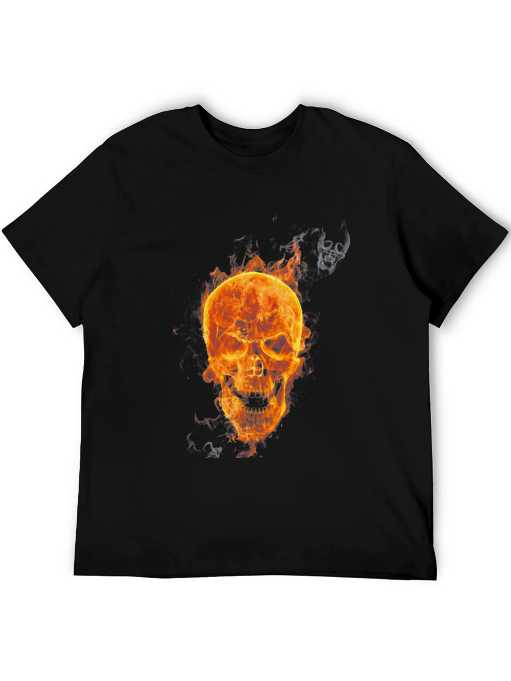 Flaming Skull Graphic T-Shirt - Mens Black Tee