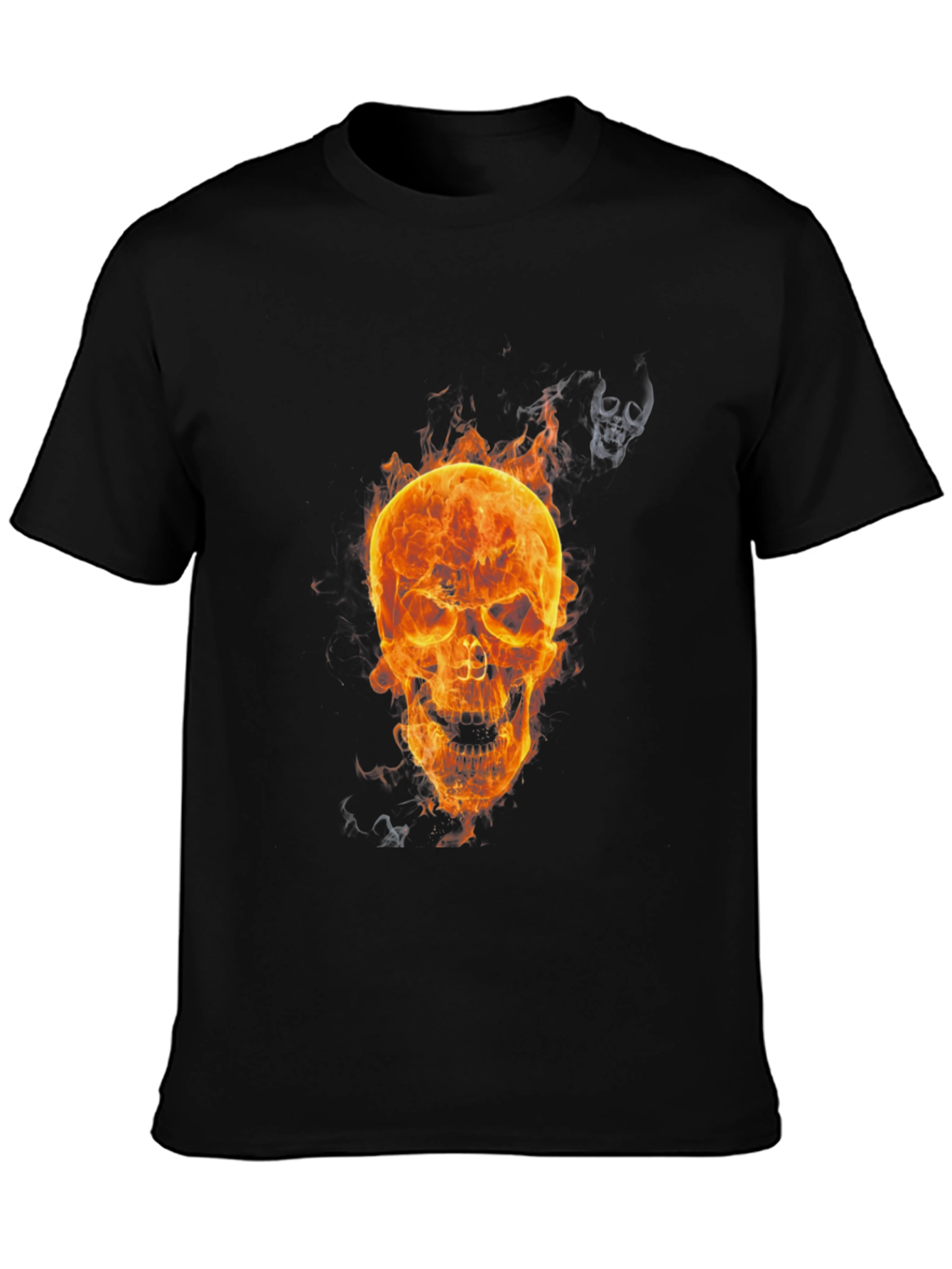 Flaming Skull Graphic T-Shirt - Mens Black Tee