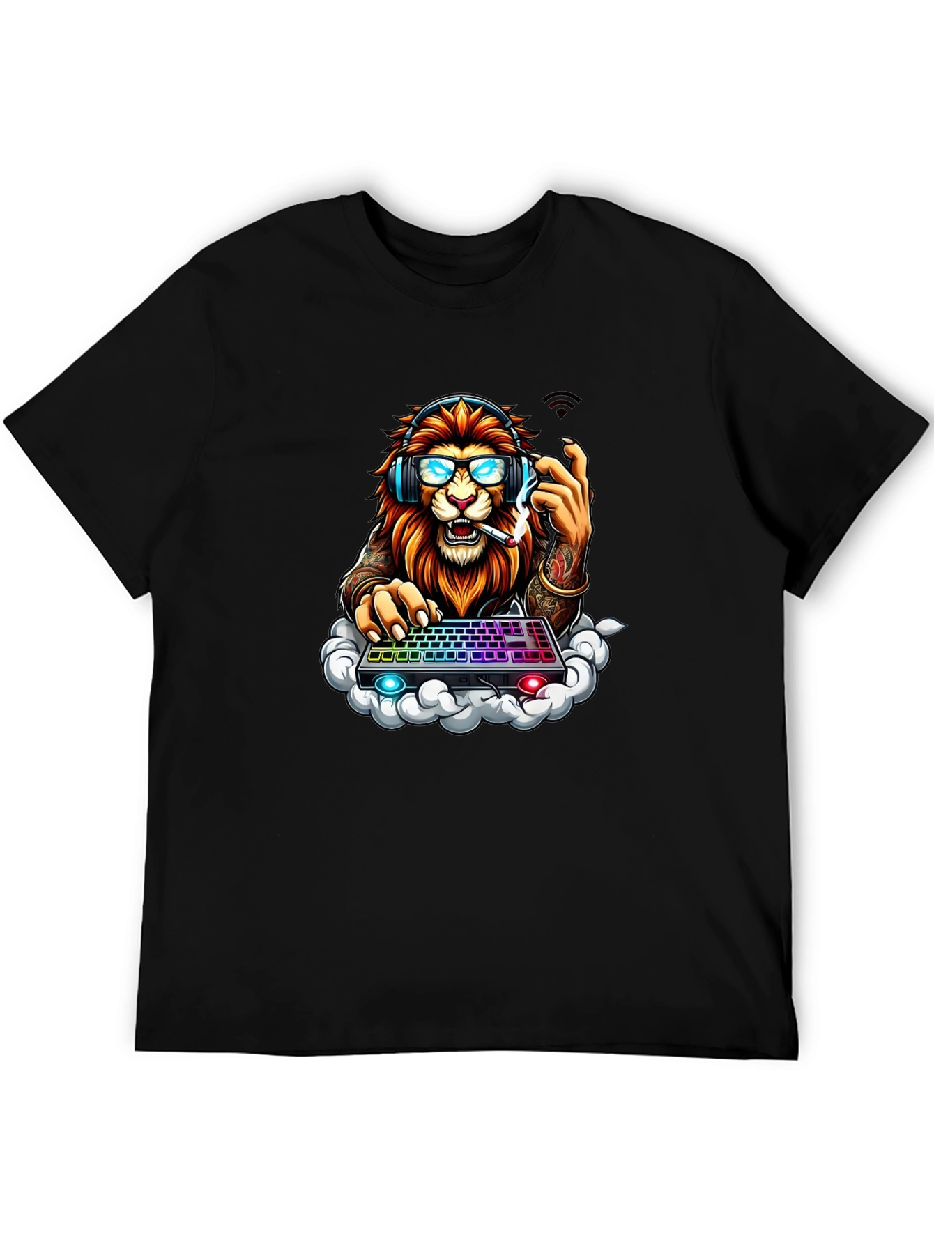 Lion Gamer Graphic Tee - Cool Animal Design