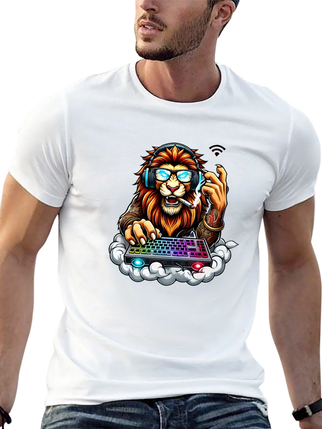 Lion Gamer Graphic Tee - Cool Animal Design