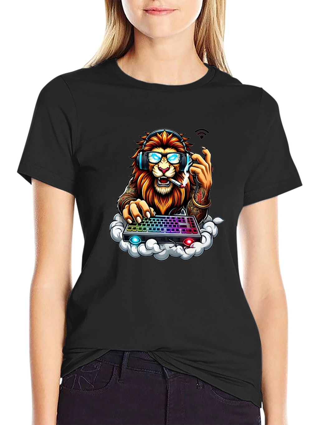 Lion Gamer Graphic Tee - Cool Animal Design
