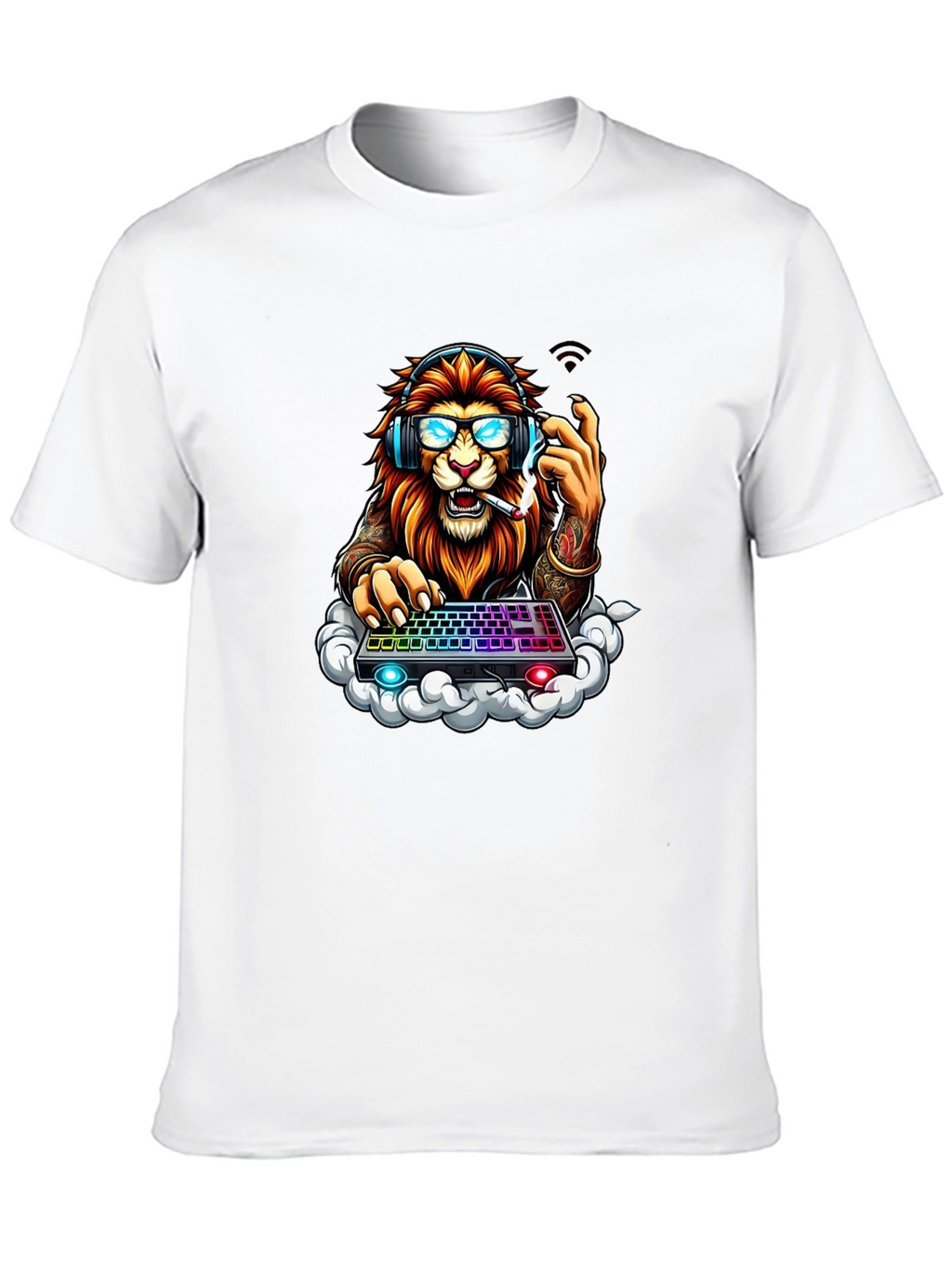 Lion Gamer Graphic Tee - Cool Animal Design