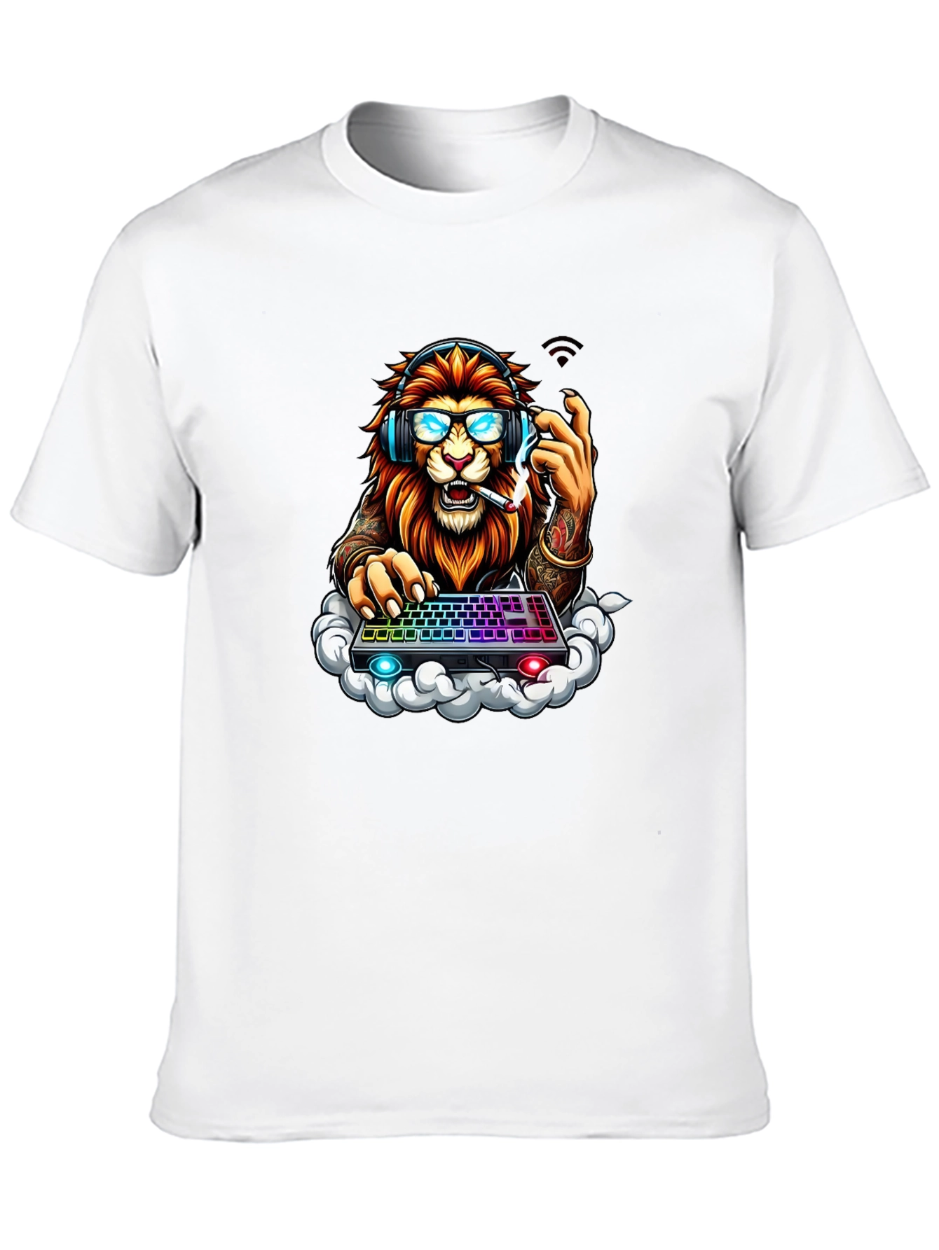 Lion Gamer Graphic Tee - Cool Animal Design