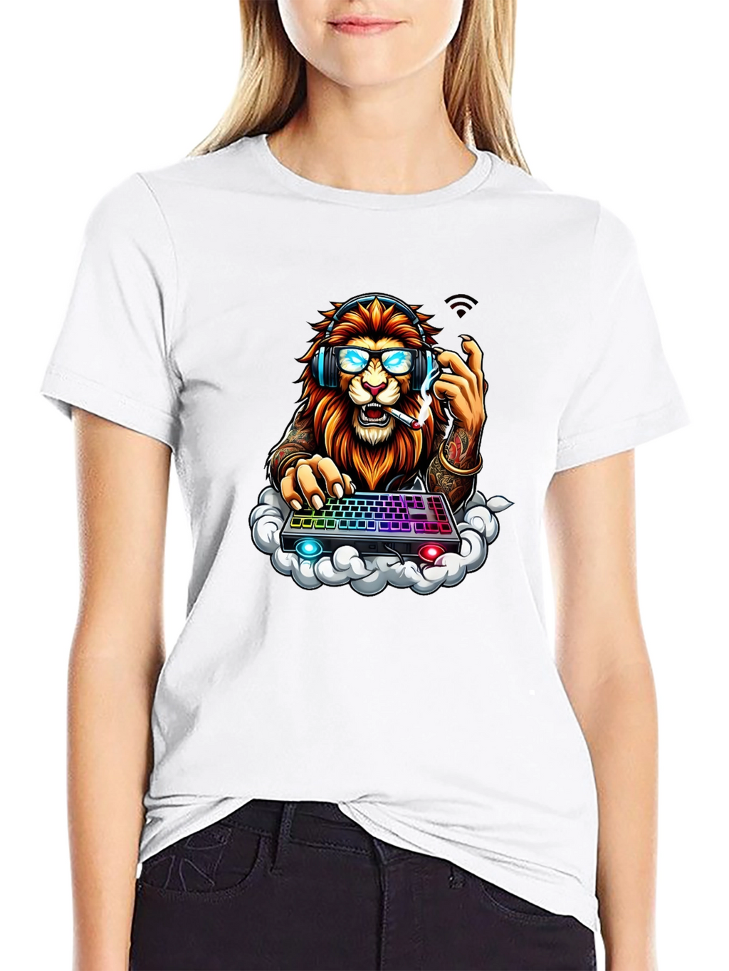Lion Gamer Graphic Tee - Cool Animal Design