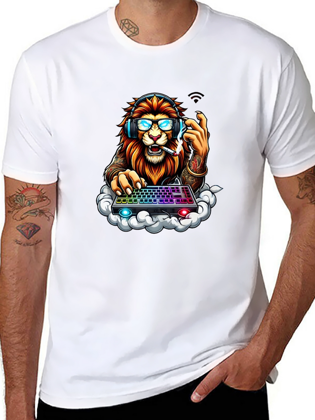 Lion Gamer Graphic Tee - Cool Animal Design