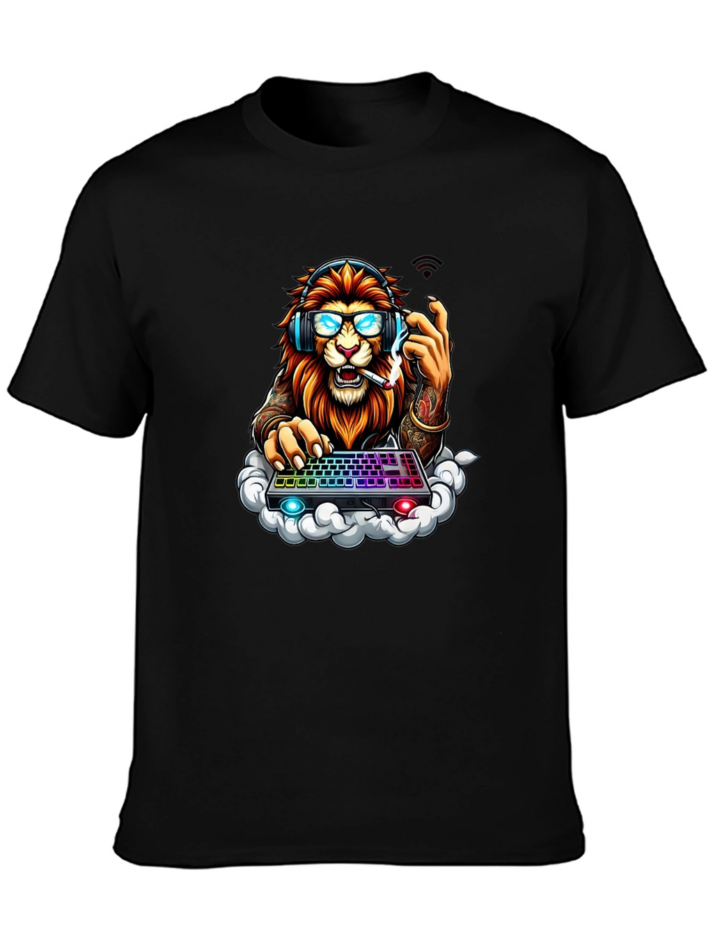 Lion Gamer Graphic Tee - Cool Animal Design
