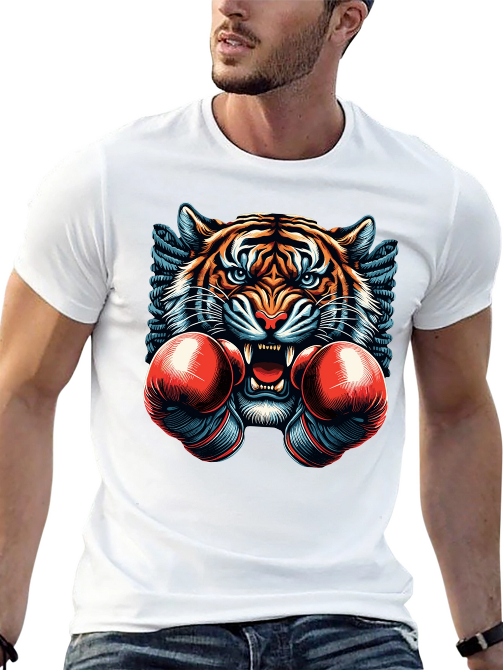 Tiger Boxer Graphic Tee - Mens Black T-Shirt