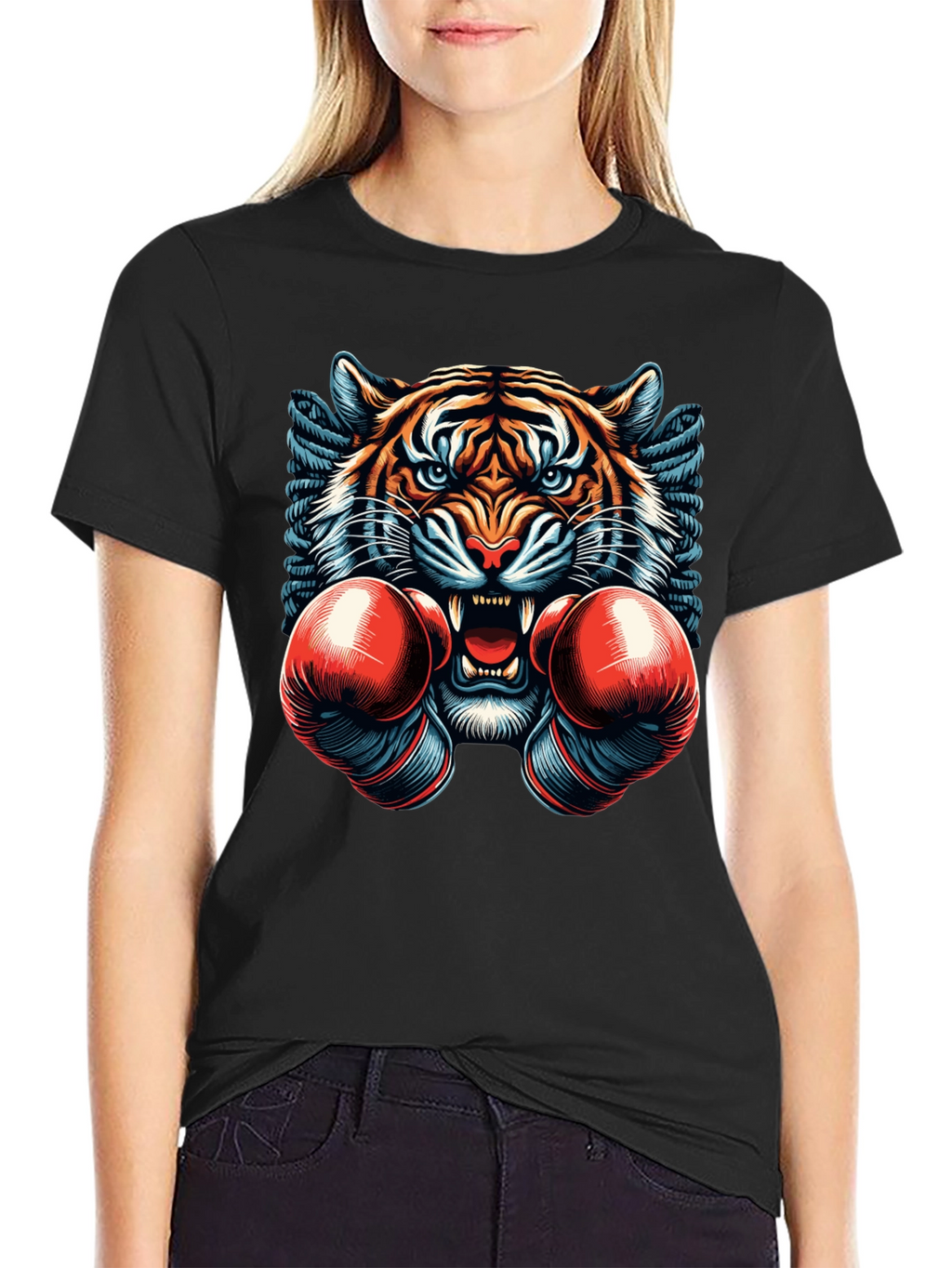 Tiger Boxer Graphic Tee - Mens Black T-Shirt