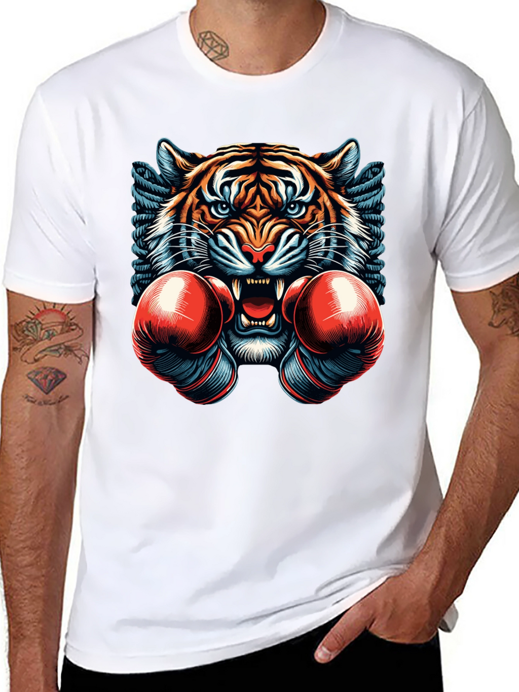 Tiger Boxer Graphic Tee - Mens Black T-Shirt
