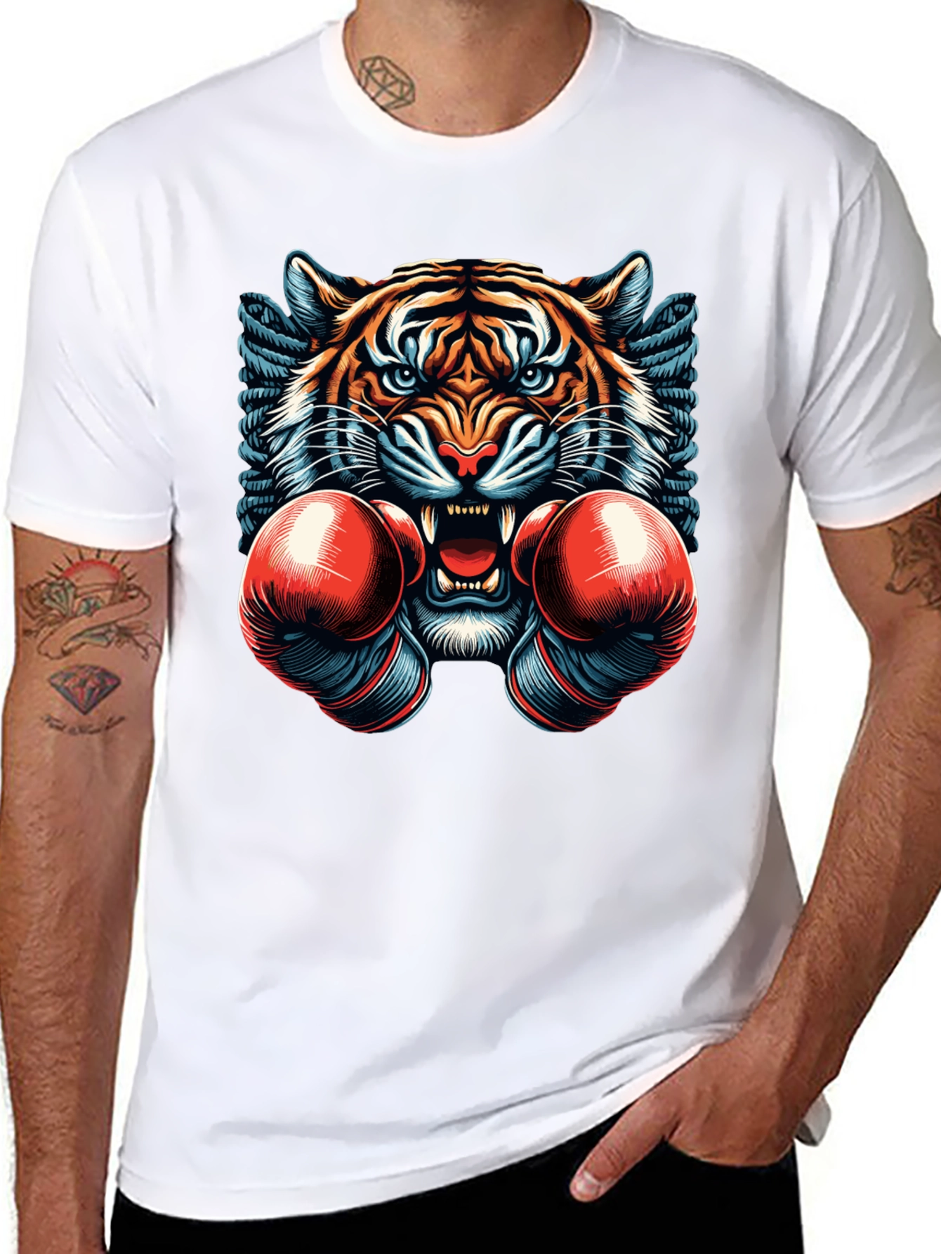 Tiger Boxer Graphic Tee - Mens Black T-Shirt