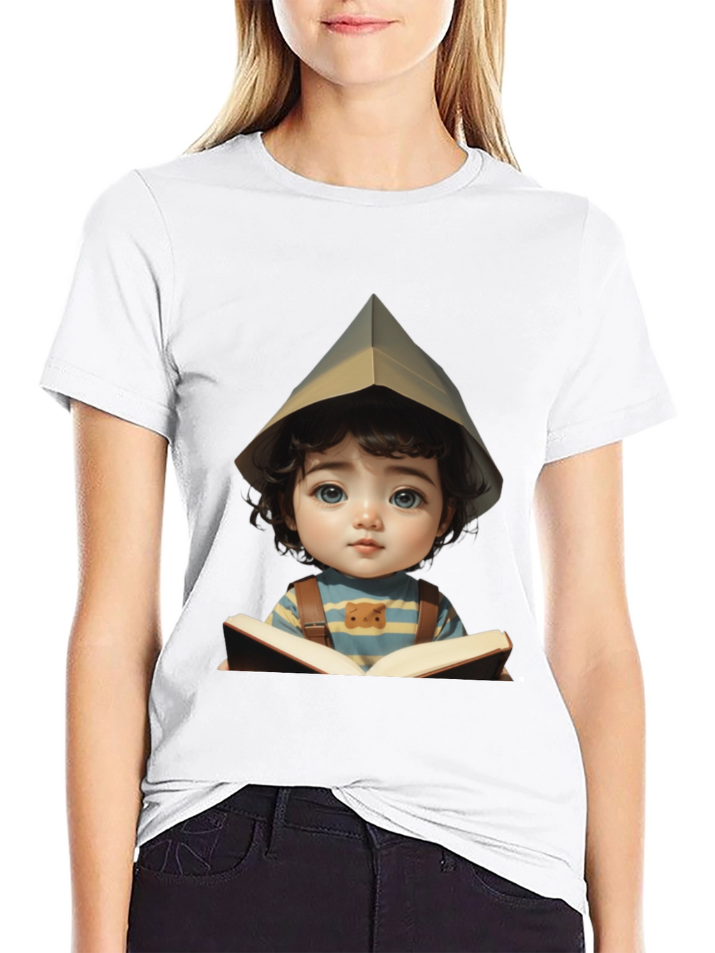 Charming Kid Reading Book Graphic Tee