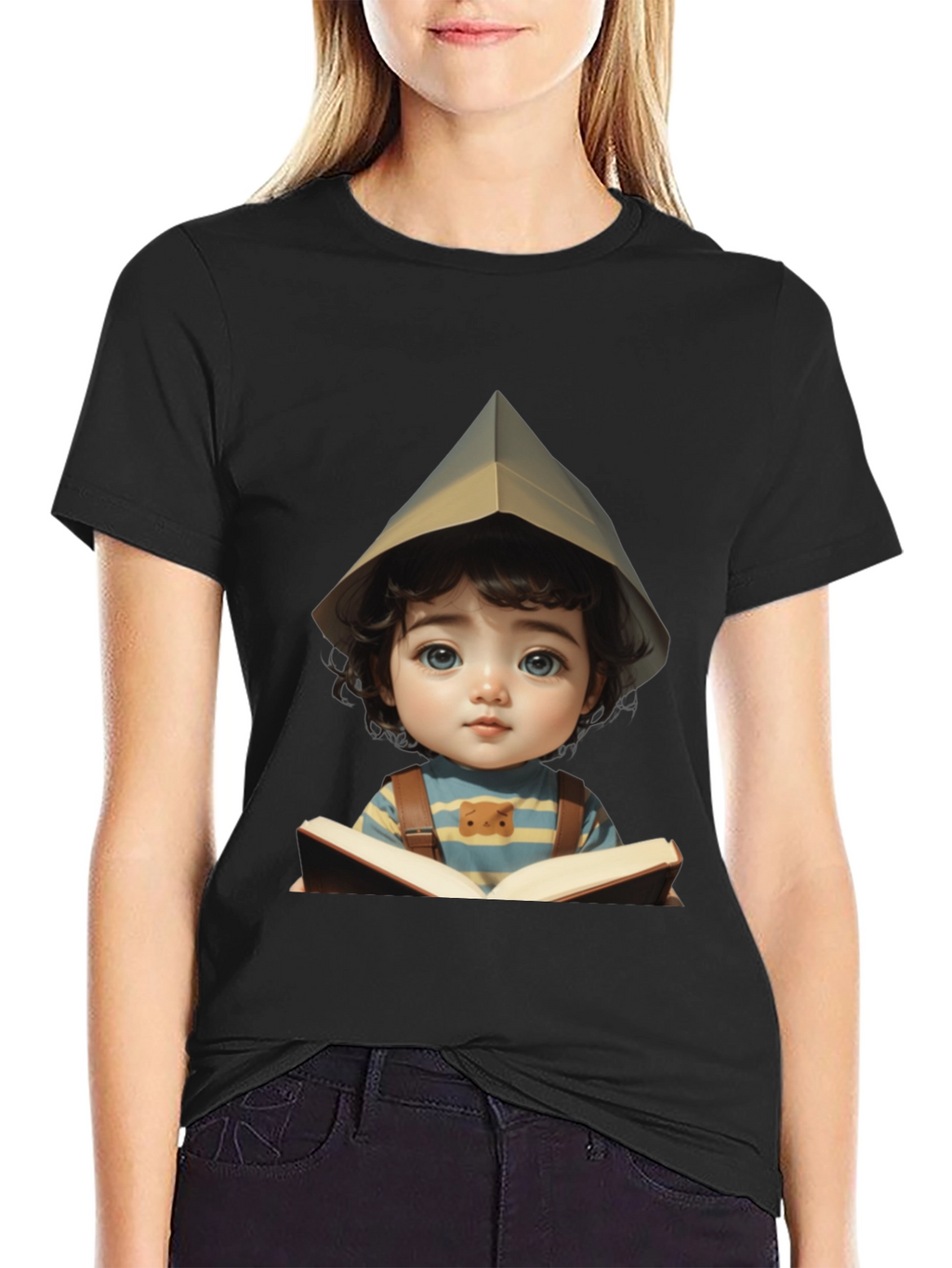 Charming Kid Reading Book Graphic Tee