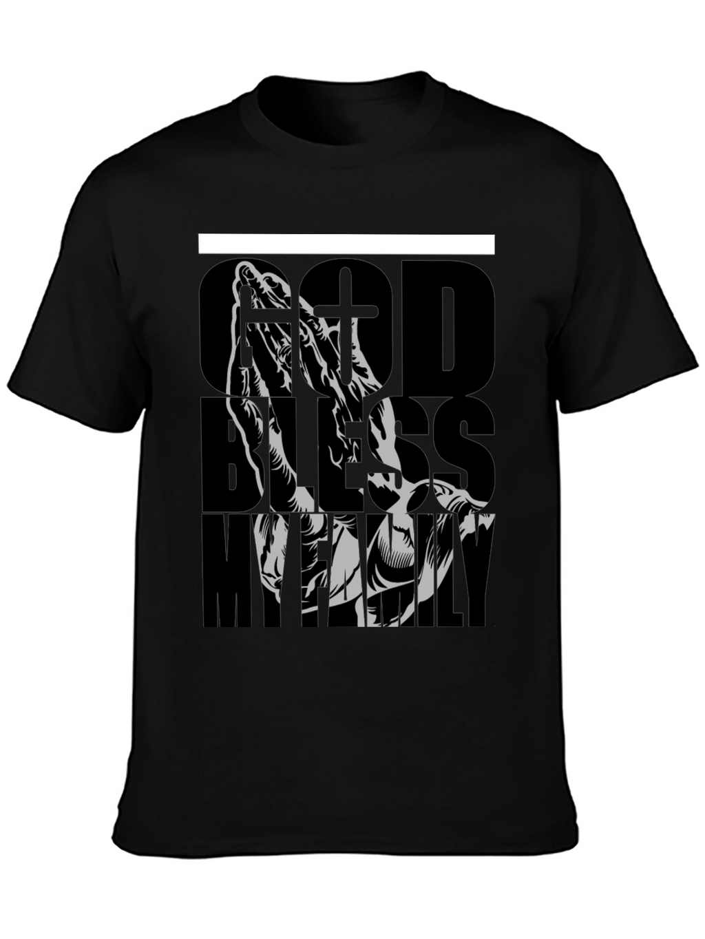 God Bless My Family Graphic Tee - Black