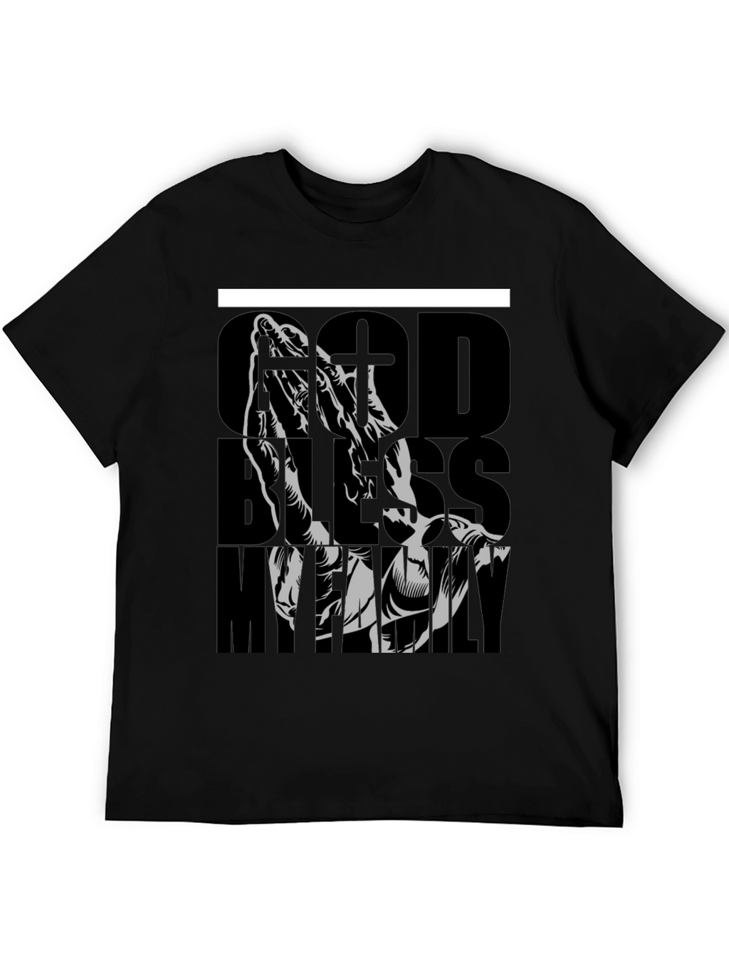 God Bless My Family Graphic Tee - Black