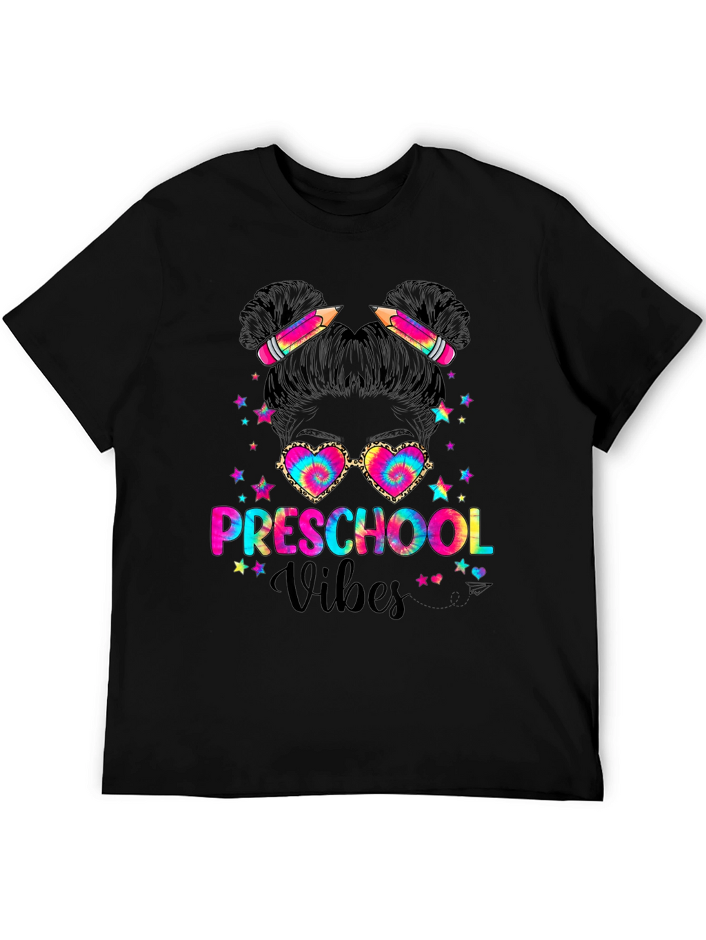 Preschool Vibes Messy Bun T-Shirt Teacher Gift